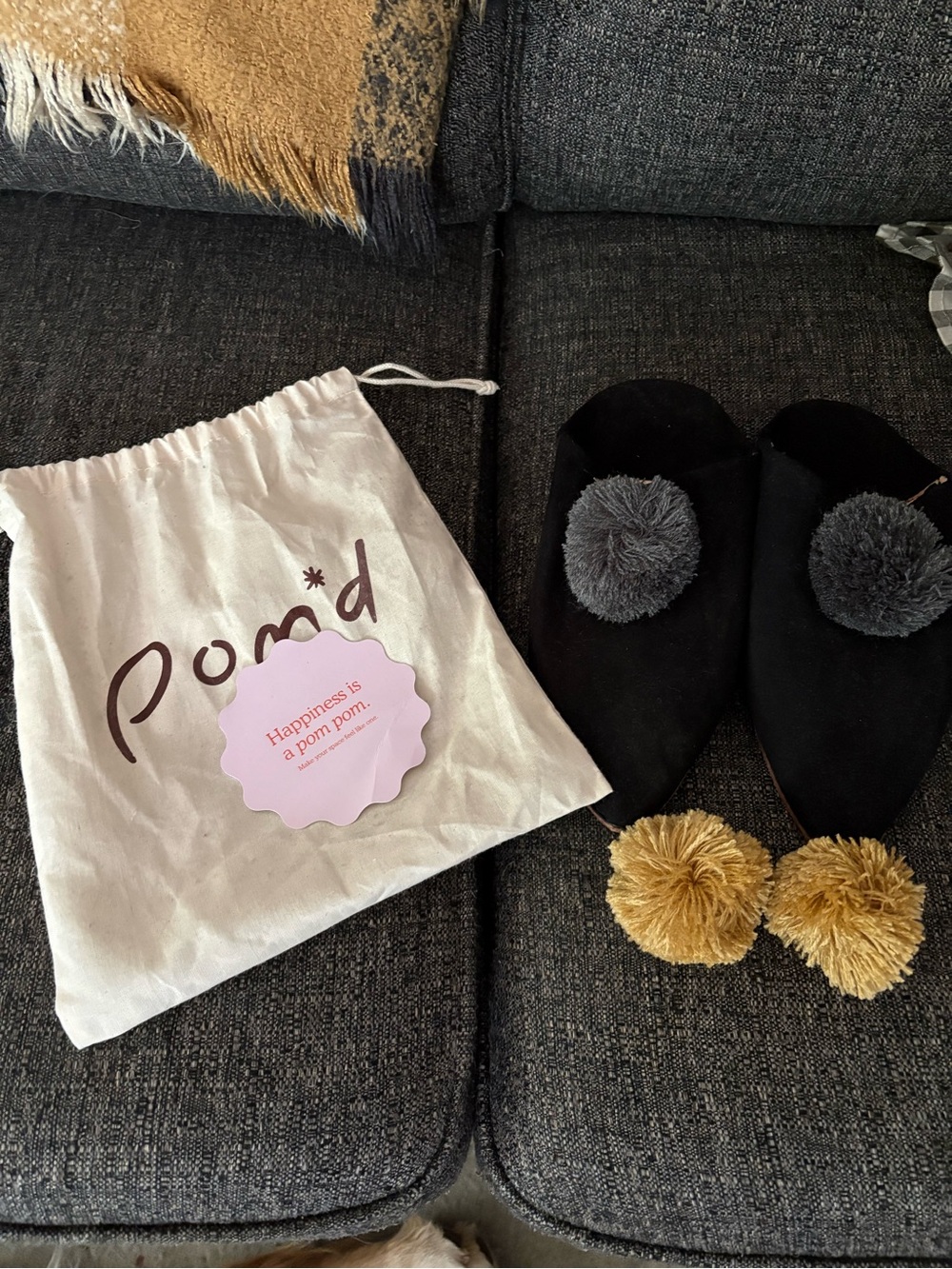POM’d slippers from Alexandra Gater